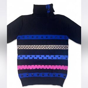 Leo Guy Studded Stripe Turtleneck Top – Size 3 (Medium)